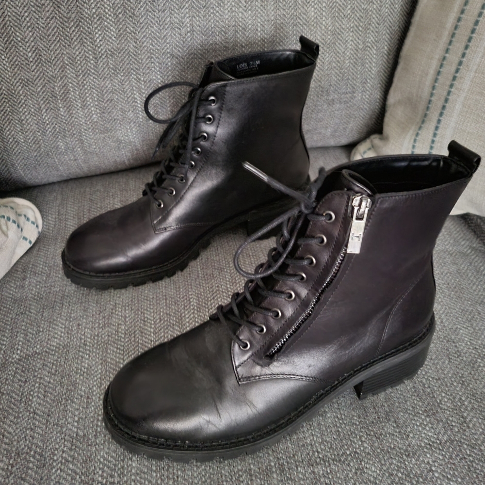 Halston Heritage Black Lois Combat Boots 7.5 - Picture 4 of 9